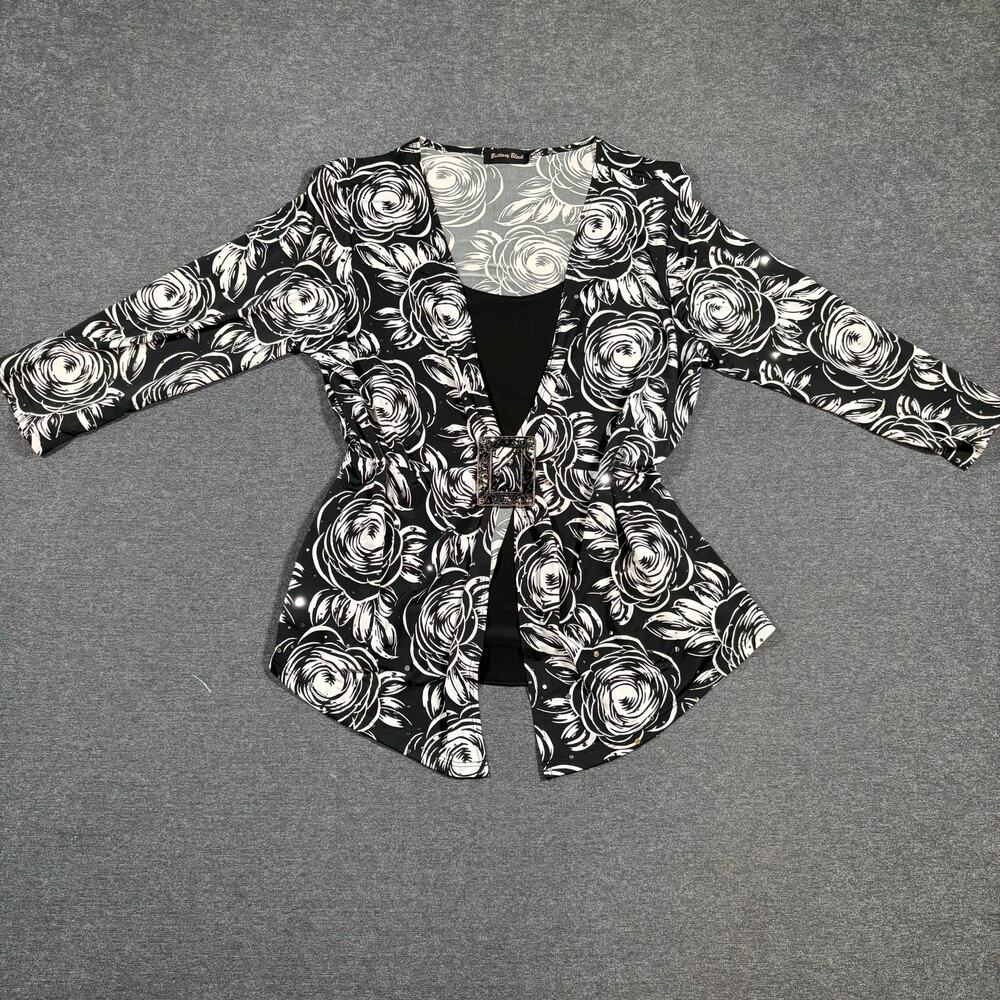 y2k Sequin Chunky Buckle Blouse with Buil-in Tank US W size L